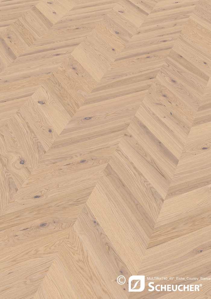 Scheucher Parkett Chevron Eiche Country Bianca 